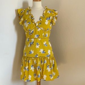 J.O.A Yellow Dress with Blue Flowers